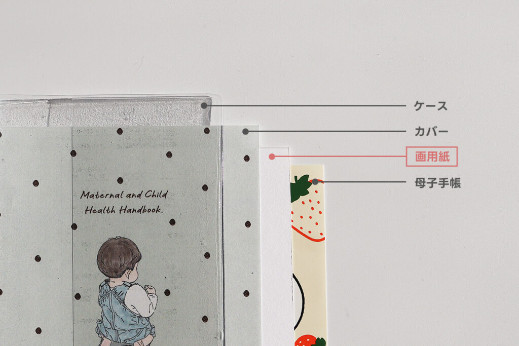 母子手帳カバーの下に画用紙を重ねて透けを防ぐ方法
